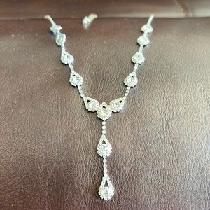 Sterling silver necklace with white gems